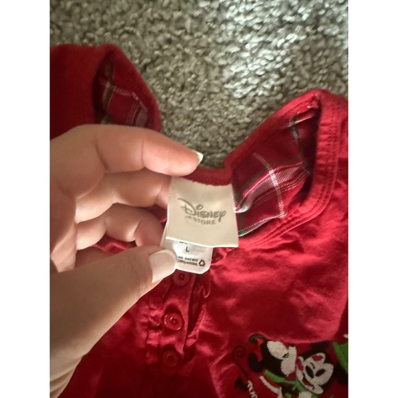 Disney Store Christmas Mickey Minnie Mouse Pajamas Flannel Red Plaid Woman's L - Picture 3 of 4